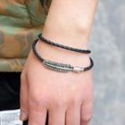 Metal Feather Braided Leather Bracelet