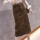 Pocket Detail Midi Pencil Skirt
