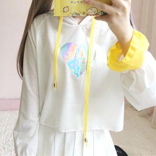 Heart Colour Block Long-sleeve Hoodie