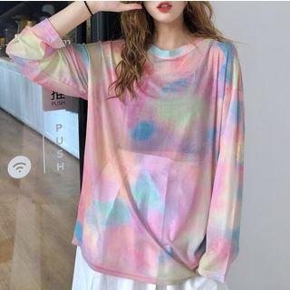Long-sleeve Tie-dyed T-shirt As Shown In Figure - One Size