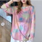 Long-sleeve Tie-dyed T-shirt As Shown In Figure - One Size