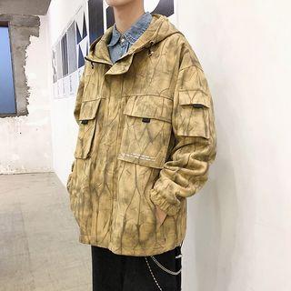 Letter Printed Pattern Hooded Jacket