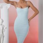 Spaghetti-strap Ruched Mesh Mini Corset Dress
