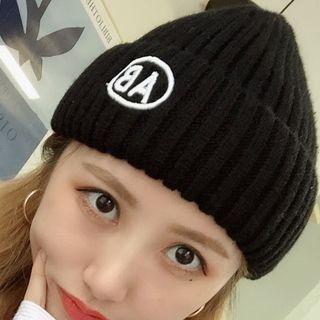 Embroidered Rib Knit Beanie