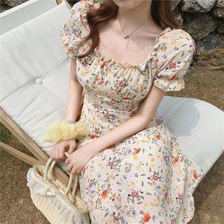 Floral Print Puff-sleeve Dress