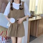Button-up Vest / Wide Leg Shorts / Short-sleeve T-shirt / Set