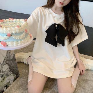Ribbon-accet Loose T-shirt