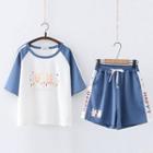 Short-sleeve Rabbit Print T-shirt / Shorts