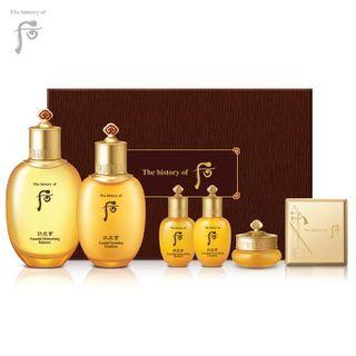 The History Of Whoo - Gongjinhyang In Yang Set: In Yang Balancer 150ml + 20ml + Lotion 110ml + 20ml + Gongjinhyang Qi & Jin Cream 10ml + Lip Palette 6pcs