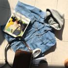 Boyfriend-fit Denim Trucker Jacket Light Blue - One Size