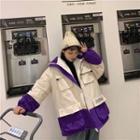Hooded Color Block Padded Coat