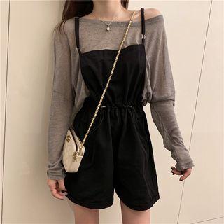 Long-sleeve Top / Wide-leg Jumper Shorts