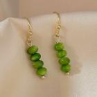 Bead Drop Earring C-890 - 1 Pair - Gold & Green - One Size