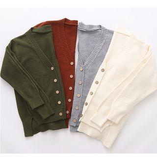 V-neck Side-slit Cardigan