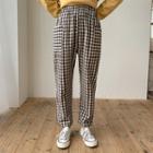 Patch-pocket Checked Baggy Pants