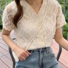 V-neck Short-sleeve Lace Blouse