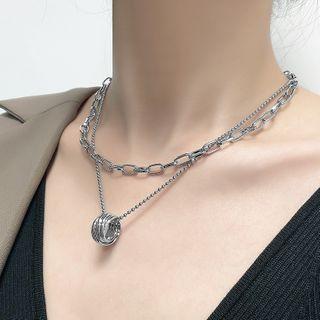 Layered Chain Necklace Necklace - Silver - One Size