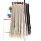 Lace-hem Pleated Skirt