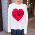 Heart Patterned Lettering Knit Top