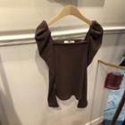 Balloon-sleeve Square-neck Top