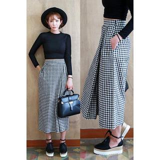 Gingham Wide-leg Pants