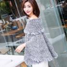 Off-shoulder Knit Cape Gray - One Size