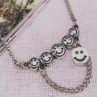 Smiley Pendant Stainless Steel Necklace Silver - One Size