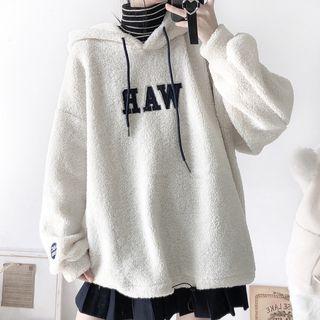 Lettering Fleece Hoodie Off-white - One Size