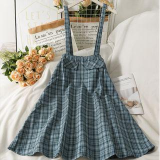 Plaid Overall Midi Dress