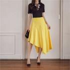Asymmetric-hem Cotton Long Skirt