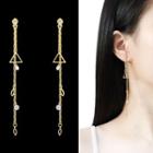 Rhinestone Triangle Dangle Earring 1 Pair - Sterling Silver Stud - Gold - One Size