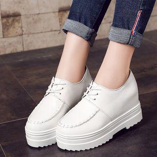 Hidden-wedge Platform Lace-up Shoes