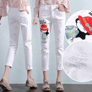 Cropped Print Slim-fit Jeans