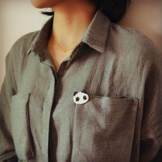 Panda Ceramic Brooch Panda - Black & White - One Size