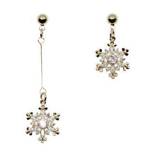 Non-matching Rhinestone Snowflake Dangle Earring
