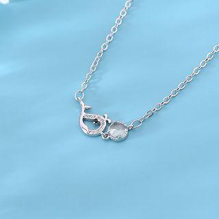 925 Sterling Silver Whale Pendant Necklace Whale - Silver - One Size
