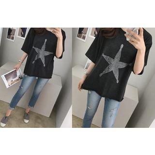 Round-neck Star Print Top