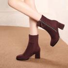 Genuine Suede Block Heel Mid-calf Boots