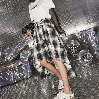 Plaid High-low A-line Skirt