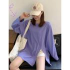 Side-slit Oversize Long-sleeve T-shirt