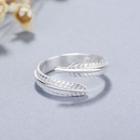 925 Sterling Silver Feather Open Ring