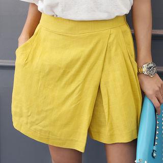 Band-waist Wrap-front Short Skort