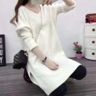Split Hem V-neck Long Sweater