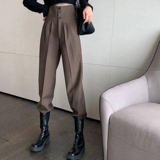 Ultra High-waist Pleated Wide-leg Dress Pants