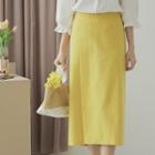 Wrap-front Slit Long H-line Skirt