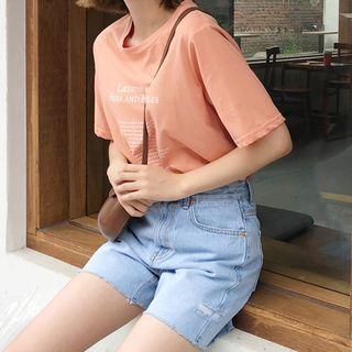Relaxed-fit Fray-hem Denim Shorts