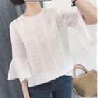 Bell-sleeve Perforated Top
