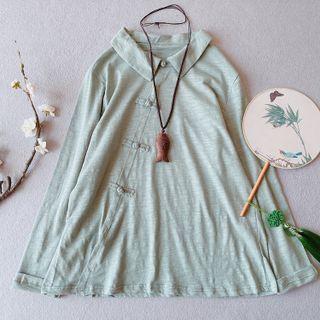 Long-sleeve Asymmetrical Collared Top