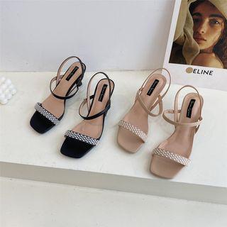 Faux Pearl Ankle-strap High-heel Sandals