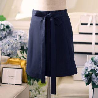 Ribbon-accent A-line Mini Skirt